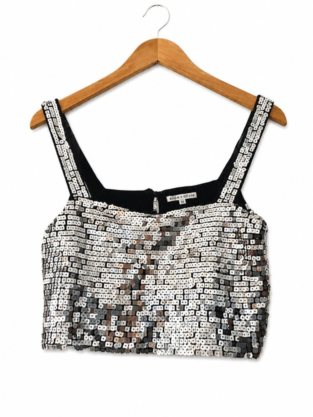 Reformation Kayla Silver Sequin Party Crop Top Sz XS
